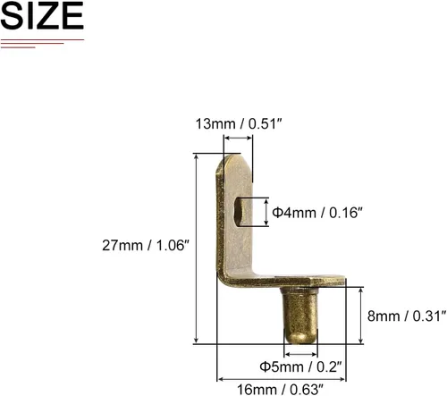 Vista 2 de DTGN Pinza de soporte para estante en L de 0.2 x 0.31 pulgadas (DXL) - Paquete de 50 unidades - Bueno para estante de muebles - Soporte de estante