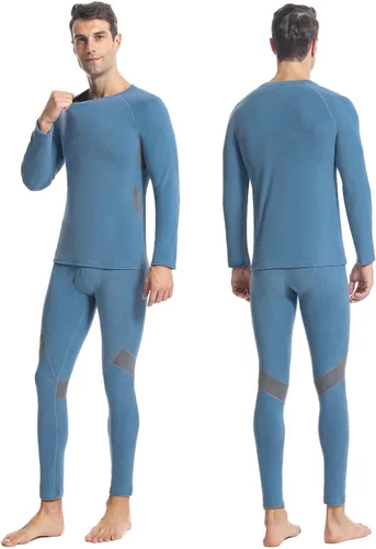 Vista 2 de Runhit Mens Thermal Underwear SetFleece Lined Long Johns for Men Thermal Shirts and Pants Base Layer Cold Weather Thermals