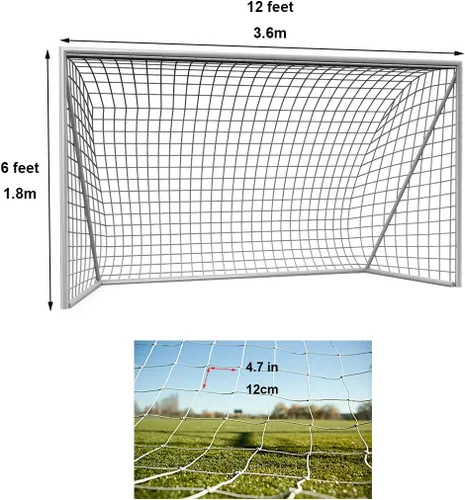 Vista 2 de Red de fútbol de 12 x 6 pies, tamaño estándar para lugares de partidos y entrenamiento, fácil instalación y protección completa (solo redes)