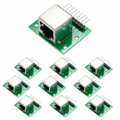 Vista 7 de Kit de adaptador de PCB de ángulo recto RJ45 de 10 piezas con cabezal de 8 pines, enchufe Ethernet vertical para proyectos de audio y redes DMX512
