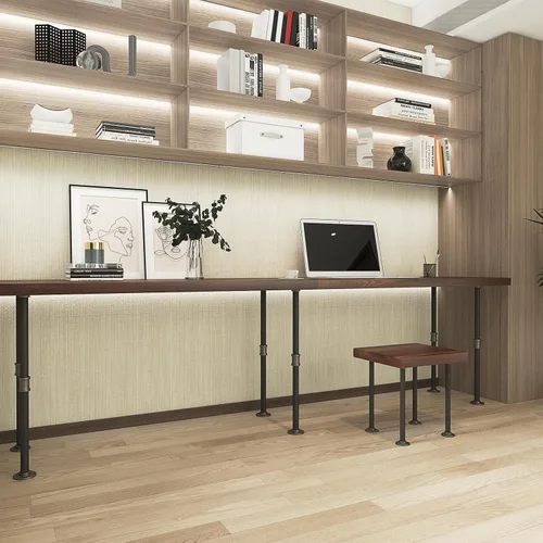 Vista 4 de MUZIK Juego de 4 patas de mesa de tubo industrial, patas de base de hierro para mesas auxiliares y mesas auxiliares, escritorios, mesitas de noche