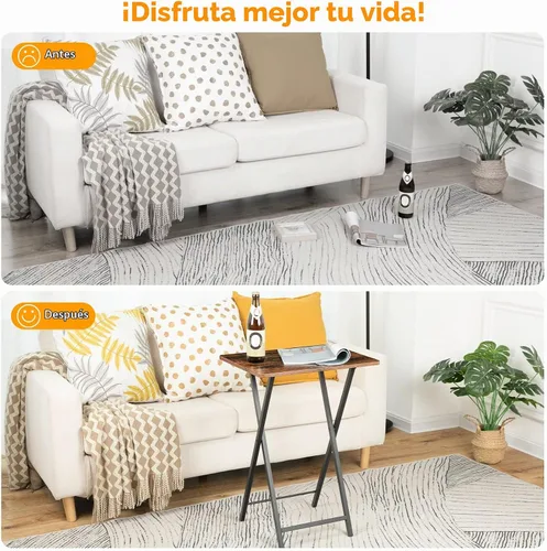 Vista 7 de HOOBRO Mesa plegable para TV, bandeja de TV, mesa de aperitivos
