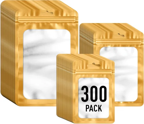 Vista 16 de ANZNKU 300 bolsas holográficas de Mylar resellables, bolsas resellables de 4x6 pulgadas para pequeñas empresas, bolsa de kit para resaca a prueba