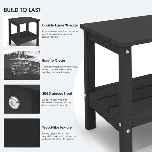 Vista 6 de KINGYES Mesa auxiliar doble, mesa auxiliar Adirondack, color negro