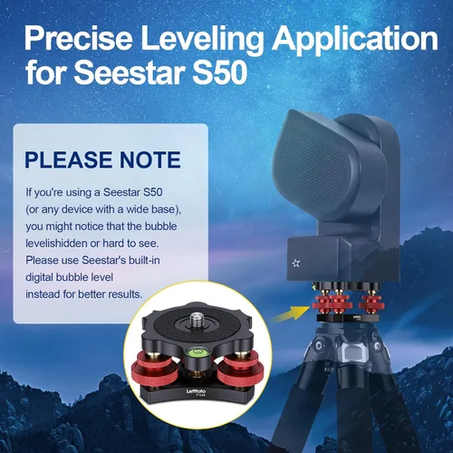 Vista 2 de Soporte nivelador de trípode con +/-5 grados de ajuste de precisión para Seestar s50/cabeza panorámica cabeza de bola cabeza de vídeo y trípode