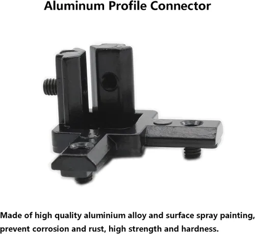 Vista 4 de 4 conectores de perfil de aluminio negro, serie 20, soporte de esquina de extremo de 3 vías, conector sólido con tornillo M4 para ranura en T