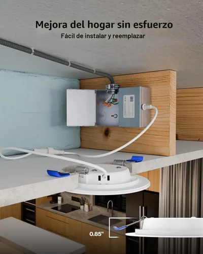 Vista 4 de Sunco Paquete de 12 Luces LED Empotradas de 4 Pulgadas, Iluminación de Techo Delgada sin Lata, 650 LM, 10W (Equivalente a 60W), 3000K Blanco Cálido
