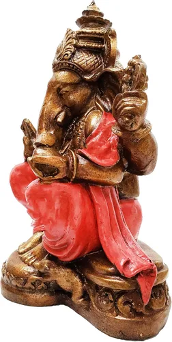Vista 7 de Ganesha - Cabeza de elefante y cuerpo humano que elimina obstáculos del camino de uno, decoración de dormitorio, oficina en casa, estatua Rojo