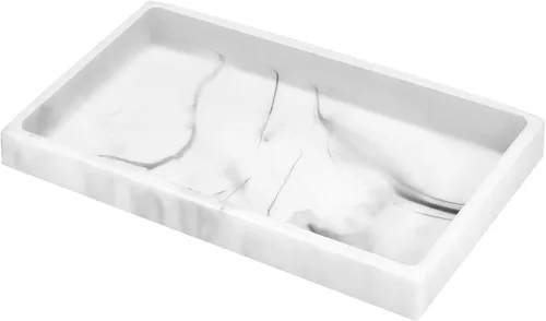Vista 10 de Luxspire Resin Bathroom Vanity Tray Countertop Organizer, M, Matte Black
