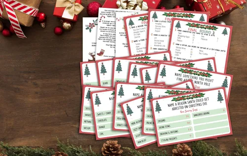 Vista 3 de Juego de Preguntas Estilo Feud Navideño, Juego para Noche de Baby Shower, Juego de Fiesta Navideña, Actividad Familiar, Trivia Estilo Feud