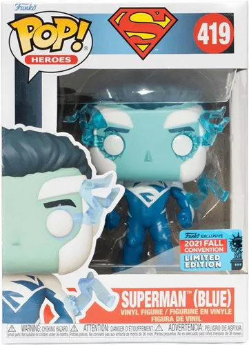 Vista 3 de Funko Superman Blue Pop! Figura de vinilo - Convención 2021 exclusiva