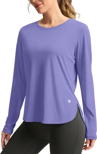 Vista 13 de Camisetas de sol para mujer, con protección ultravioleta FPU 50+, manga larga, ligera, de secado rápido, para entrenamiento, senderismo, para mujer