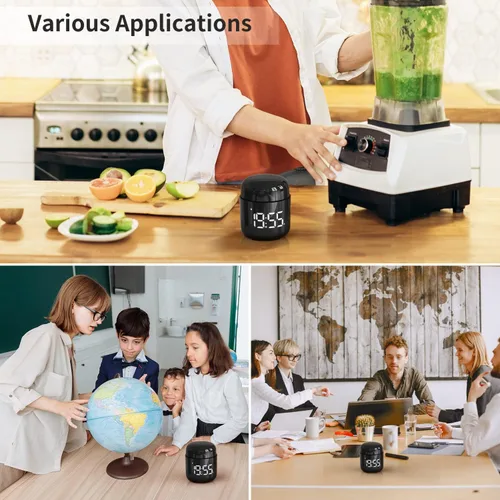 Vista 6 de Temporizador Digital de Cocina, Temporizador de Cuenta Regresiva y Progresiva con Pantalla LED Grande, Ajuste de Volumen, Temporizador para Cocinar