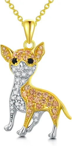 Vista 31 de Collares con colgante de perro de plata de ley S925 – 24 razas corgi/husky/labrador/pastor para mujer