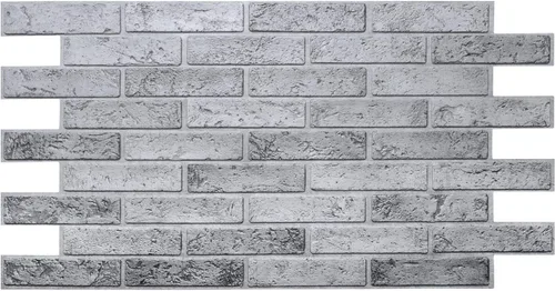 Vista 3 de Dundee Deco GRAZPG7124 Panel de pared 3D de PVC de ladrillo sintético plateado, 3.2 pies x 1.6 pies (37.8 in x 19.7 in), decoración de paneles