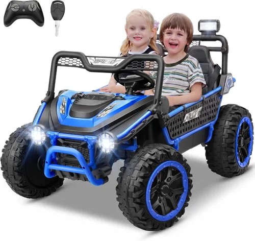 Vista 10 de Hikole Juguetes de paseo de 2 plazas de 24 V para niños grandes, camión eléctrico UTV con control remoto, asiento XXXL de 22 pulgadas, ruedas