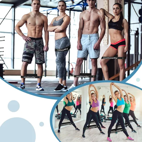 Vista 6 de Hollowfly 12 bandas de ejercicio de látex para entrenamiento de glúteos, bandas de ejercicio elásticas antideslizantes para piernas, sentadillas