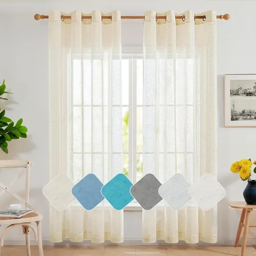 Vista 61 de Deconovo - Cortinas transparentes con filtro de luz de 84 pulgadas de largo Plata