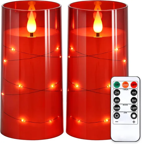 Vista 19 de NURADA Velas Parpadeantes Sin Llama: Velas LED de Pilar con Luces de Cadena de Estrellas Integradas que Funcionan con Pilas con Control Remoto