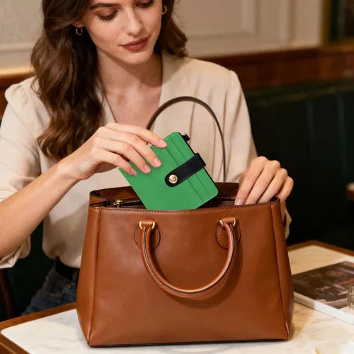 Vista 6 de Irish Green Slim Wallet for Women RFID Blocking Bifold Card Holder with Zipper Coin Pocket, ID Window