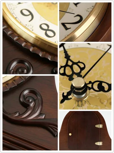Vista 5 de Reloj de repisa, reloj de madera silenciosa, para escritorio, chimenea, relojes de escritorio de madera, relojes de repisa, para dormitorio, sala