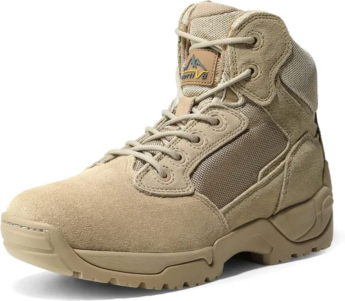 Vista 7 de NORTIV 8 Mens Military Tactical Work Boots Side Zip Outdoor Hiking Leather Motorcycle Combat Boots