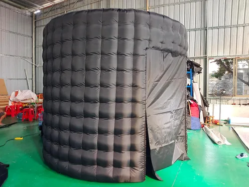 Vista 2 de Cabina de fotos LED inflable redonda de 10 pies de diámetro con 24 tubos de luz LED y soplador de aire inflable para cabina de fotos para bodas