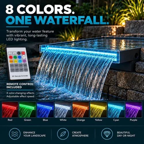 Vista 5 de HALF OFF PONDS Derrame de acrílico iluminado elegante de 12" con cambio de color - SE12CC-HOP