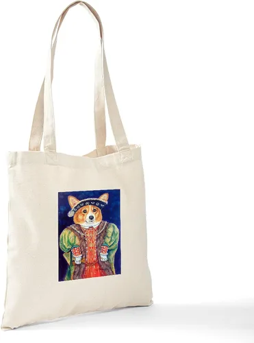 Vista 6 de CafePress Corgi King Tote Bag Bolsa de lona natural, bolsa de compras reutilizable