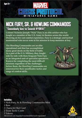 Vista 2 de Marvel: Crisis Protocol Nick Fury, Sr. & Howling Commandos Paquete de personajes – ¡Aplasta a Hydra con este equipo de élite! Juego de superhéroes