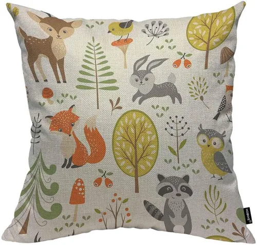 Vista 11 de HOSNYE Funda de almohada decorativa de árboles de abeto y pino 16x16, árboles verdes saludables en un cojín de almohada de abeto antiguo, funda