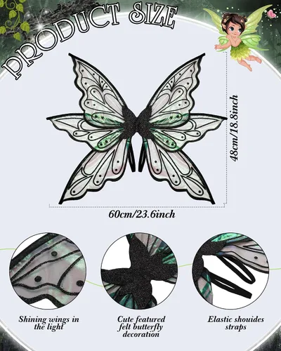 Vista 2 de Hicarer 5 Pcs Women Fairy Wing Costume for Halloween Party