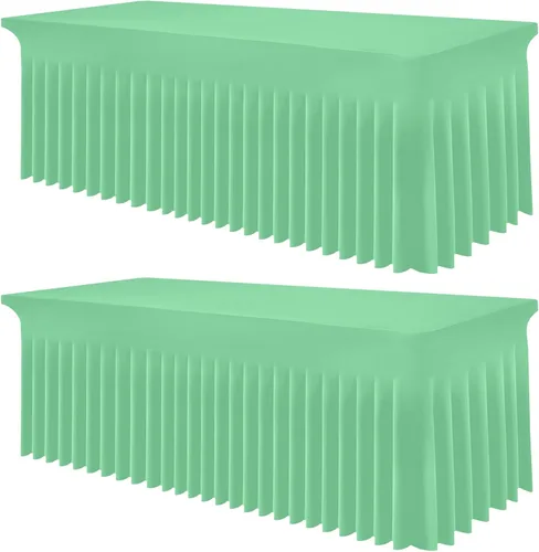 Vista 62 de Smiry Mantel de Spandex, Mantel Elástico Ajustable Extensible para Mesas Rectangulares de 6 Pies, Falda Cubierta de Mesa Impermeable y Lavable