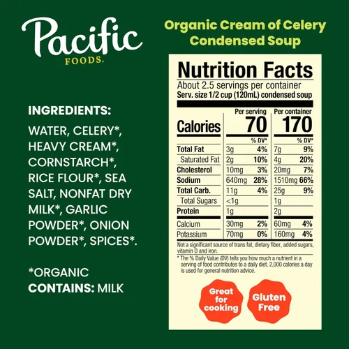 Vista 2 de Pacific Foods Sopa Condensada Orgánica de Crema de Apio, Lata de 10.5 oz