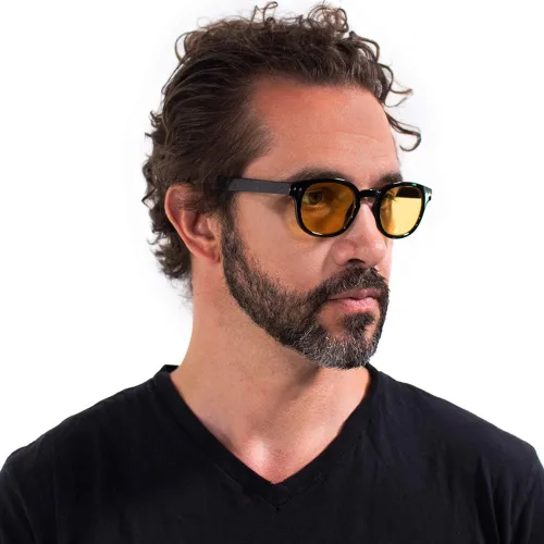 Vista 2 de VITENZI Lentes de visión nocturna para hombres y mujeres, seguridad antirreflejos, para conducir por la noche, color amarillo HD, lentes de sol