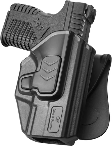 Vista 8 de Gun & Flower OWB Paddle Holster for Springfield XD 4'' / XD-S 3.3'', CZ P10C / P10S, Beretta 92FS / M9 / 92FS Rail – Index Finger Release, Right
