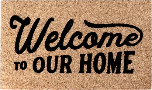 Vista 15 de A1 Home Collections - Alfombra redonda de entrada de Medio círculo de textura de relieve griego, Hello