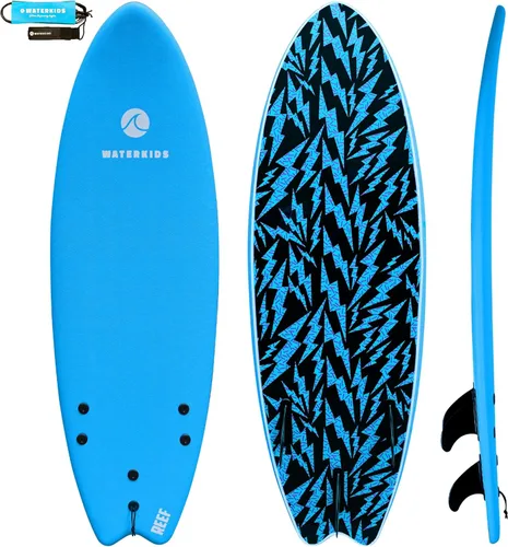 Vista 9 de WATERKIDS Kids Surfboard & Leash, Perfect for Learning How to Surf, Made for Kids,Soft Top for Beginners, Foam Surfboard Makes It Easy to Learn How