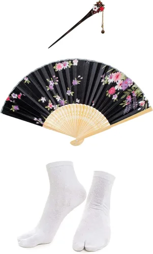 Vista 7 de Elibelle Juego de calcetines de seda plegables de seda para mujer, estilo kimono de anime japonés