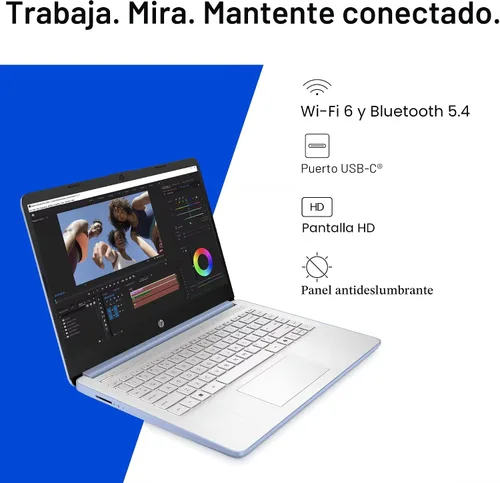 Vista 7 de HP Computadora portátil ultra ligera de 14 pulgadas 2026 Premium, MS Office, Copilot AI, CPU Intel de 4 núcleos, RAM DDR5 de 4 GB, almacenamiento