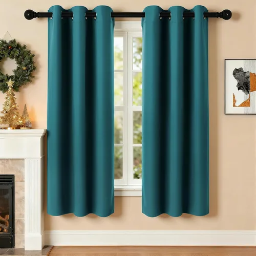 Vista 119 de Cortinas de oscurecimiento de habitación de 45 pulgadas de largo para dormitorio y sala de estar, cortinas térmicas aislantes con ojales