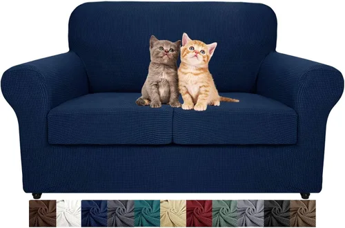 Vista 13 de MAXIJIN 2 piezas de fundas para silla con brazos, funda para silla de sofá para sala de estar, funda elástica para perros para una silla con 1 cojín