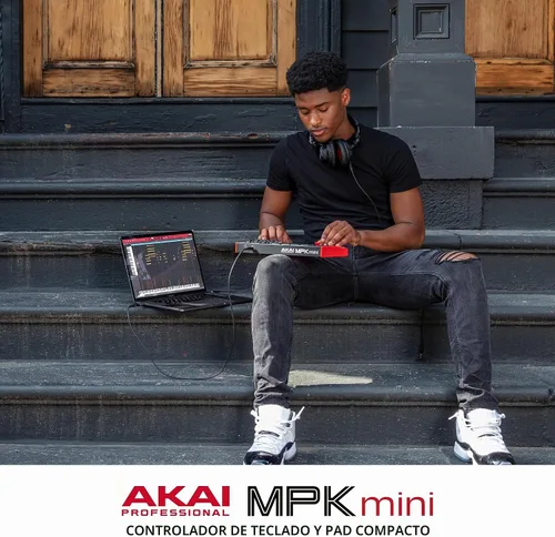Vista 9 de [Usado] Akai Professional MPK Mini MK3 - Controlador de teclado MIDI USB de 25 teclas con 8 almohadillas de percusión con retroiluminación, 8