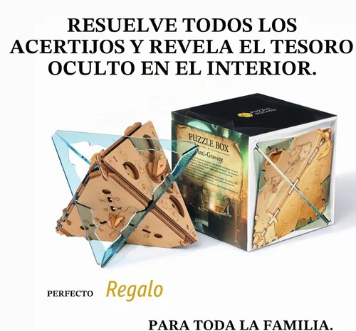 Vista 6 de Caja de rompecabezas antigravedad PUZZLE POTATO - Rompecabezas 3D para cerebro para adultos - Cofre del tesoro de madera - Caja de rompecabezas