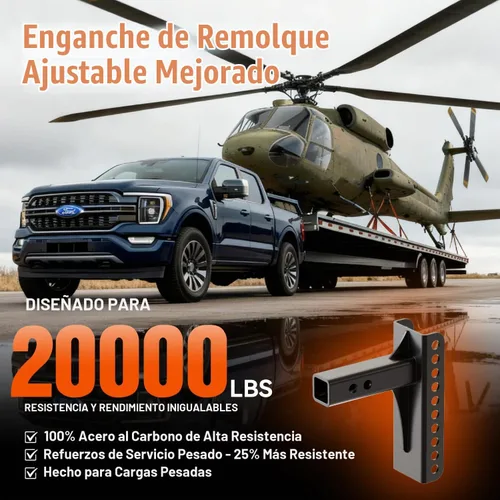 Vista 3 de Enganche de enganche de remolque ajustable para receptor de 2.5 pulgadas, enganche de remolque de caída/elevación de 6 pulgadas con bolas triples