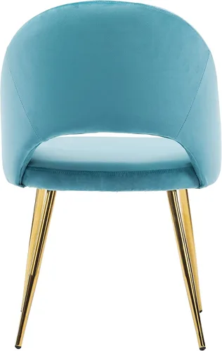 Vista 5 de Porthos Home Batia - Juego de 2 sillas de comedor sin brazos con elegante tapicería de terciopelo, patas cónicas de metal dorado y respaldo