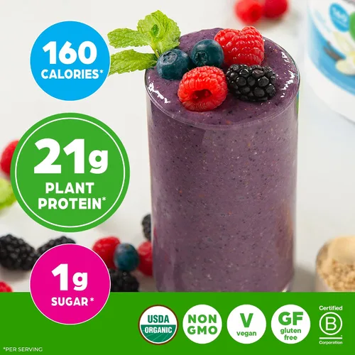 Vista 4 de Orgain proteína orgánica a base de plantas + polvo de superalimentos Plant based protein, 50 superfoods, 8g prebiotic fiber, gluten free, no added