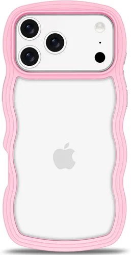 Vista 130 de Anuck Funda para iPhone 13 Pro con borde ondulado, diseño trasero transparente, agarre antideslizante, forma de marco rizado ondulado, a prueba