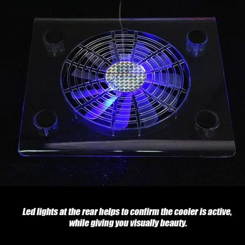Vista 6 de ASHATA Portátil delgado silencioso alimentado por USB portátil portátil enfriador almohadilla de enfriamiento, luces LED RGB USB enfriador portátil
