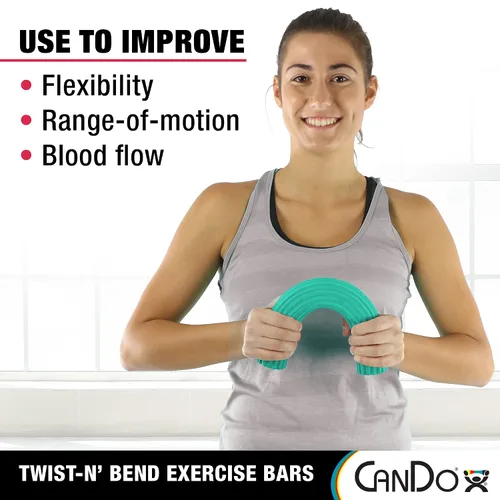 Vista 4 de CanDo Twist-n' Bend Barras de Resistencia Flexibles para Fortalecimiento del Agarre y el Antebrazo, Terapia Física, Rehabilitación, Entrenamiento
